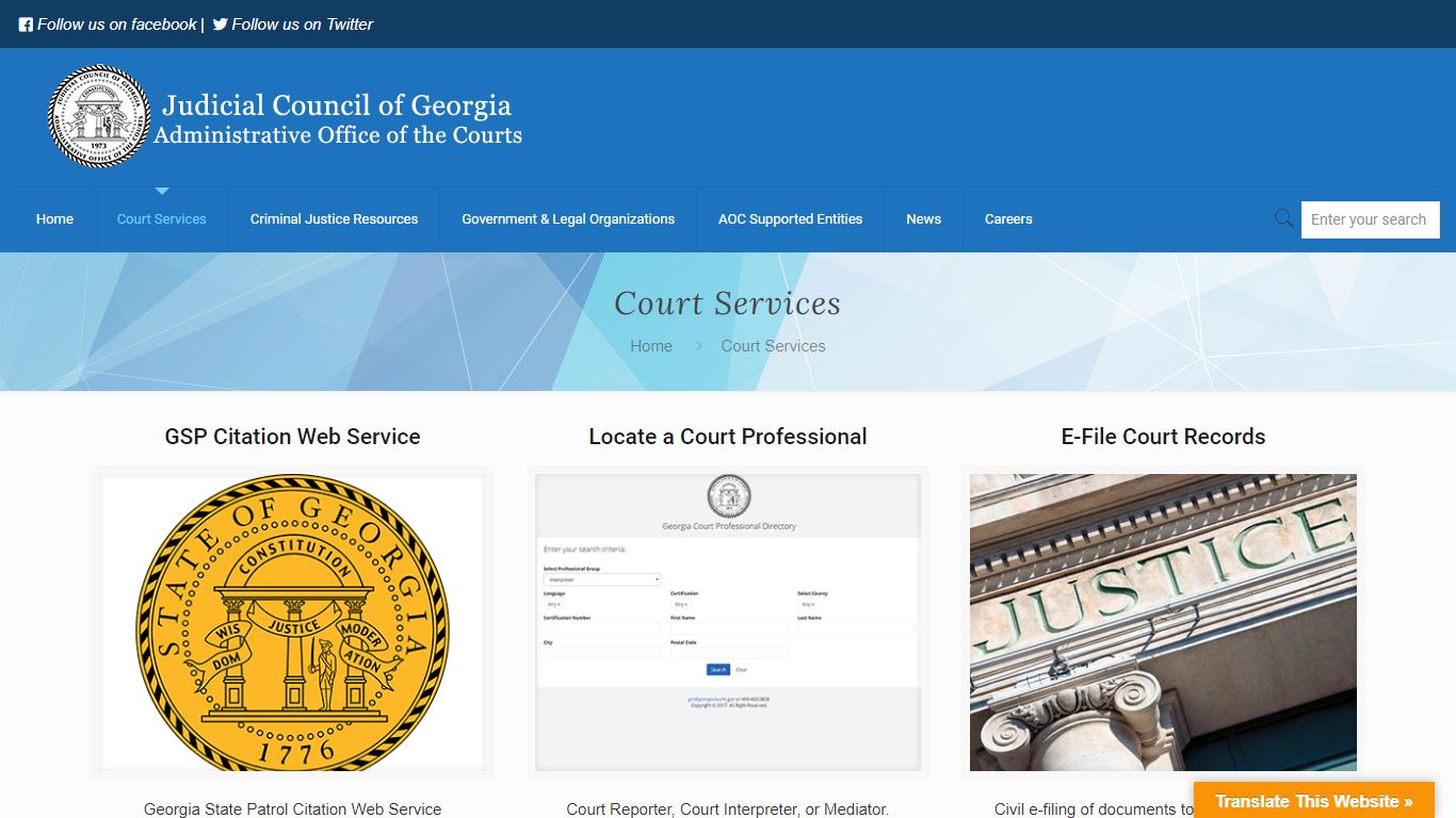 Court Services – Georgia Judicial Gateway